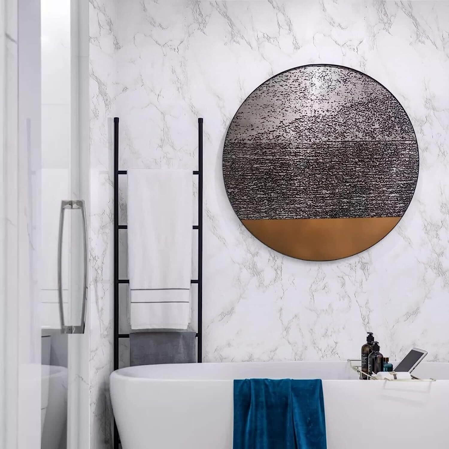 60cm Wide 5 Meters Long Marble White Vinyl Film Self Adhesive Contact Paper