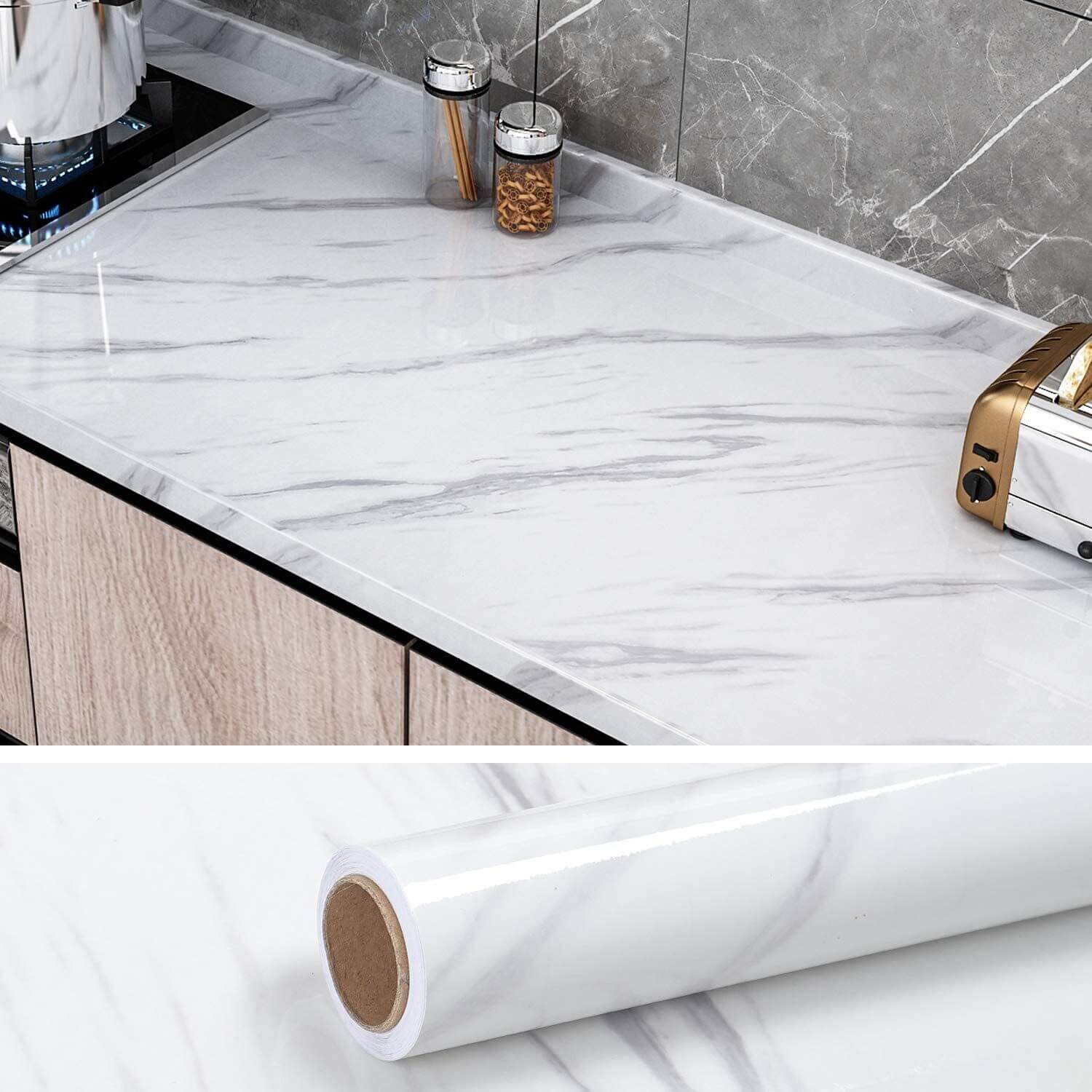 60cm Wide 5 Meters Long Marble White Vinyl Film Self Adhesive Contact