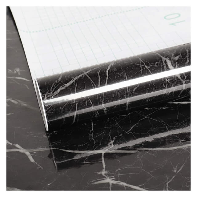 80cm Wide 5 Meters Long Benchtop Vinyl Roll - Marble Black
