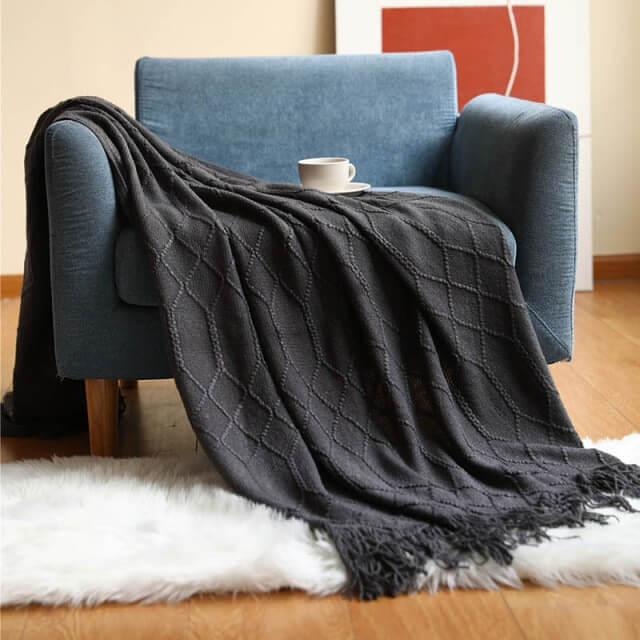 Nordic Sofa Throw Blanket Knitted Tassel