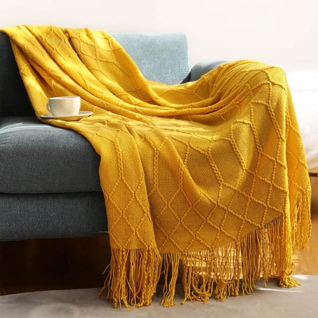 Nordic Sofa Throw Blanket Knitted Tassel