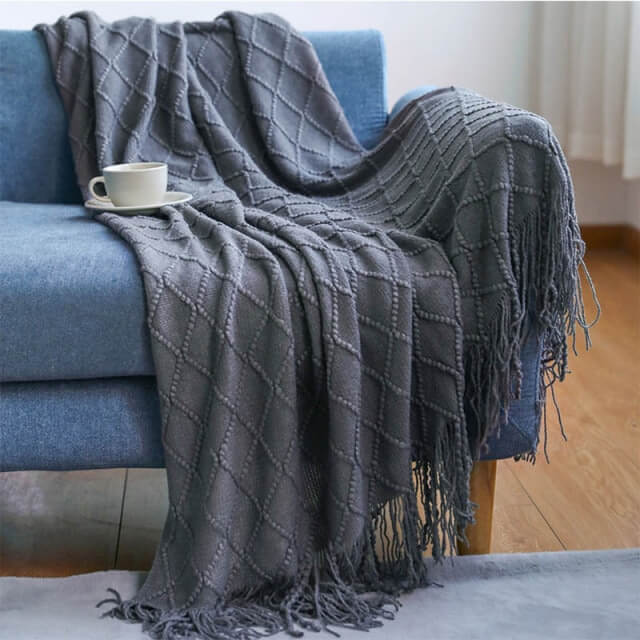Nordic Sofa Throw Blanket Knitted Tassel