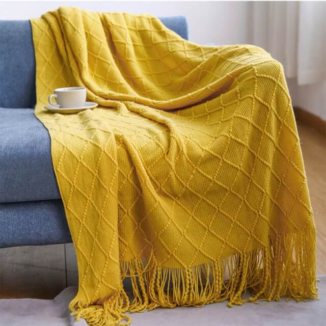 Nordic Sofa Throw Blanket Knitted Tassel