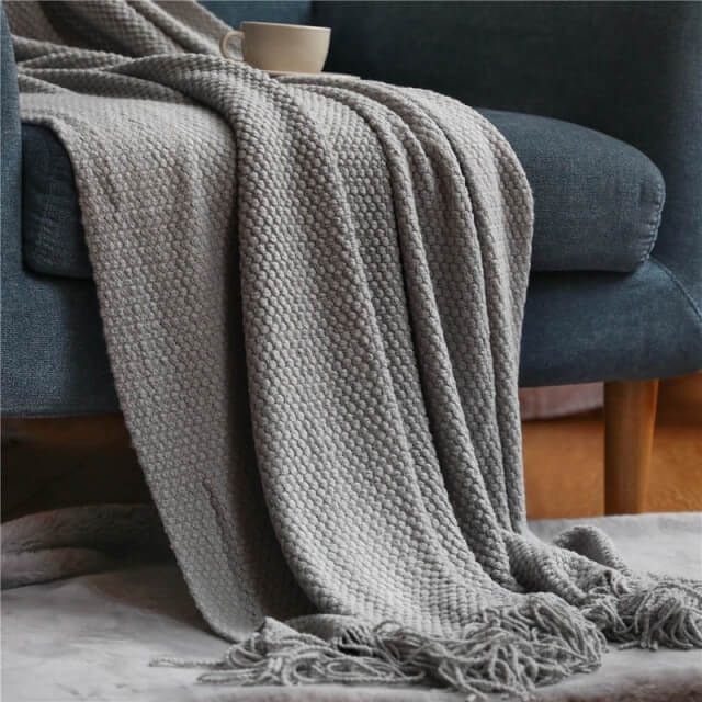 Nordic Sofa Throw Blanket Knitted Tassel