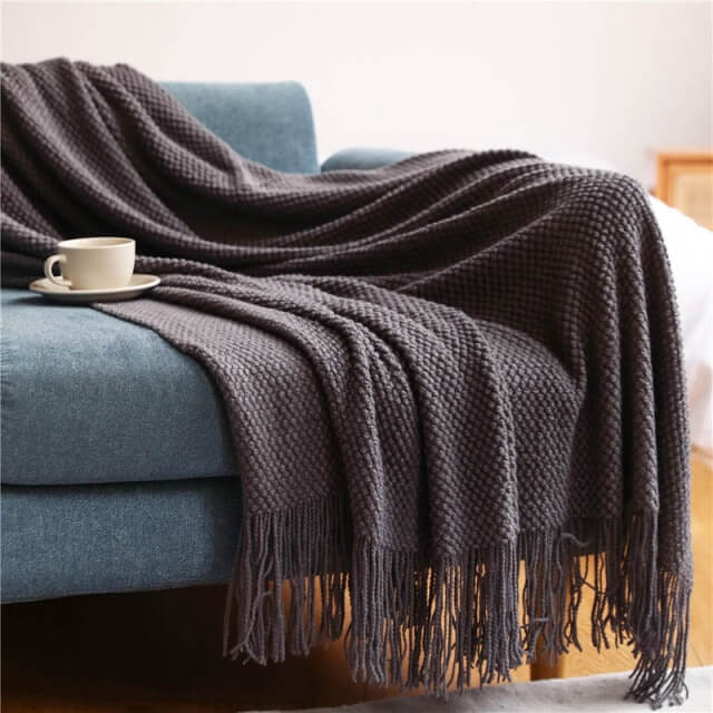 Nordic Sofa Throw Blanket Knitted Tassel