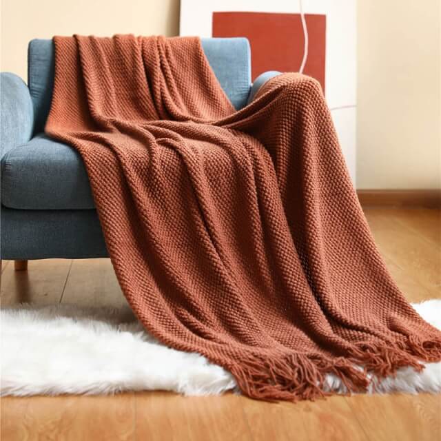 Nordic Sofa Throw Blanket Knitted Tassel
