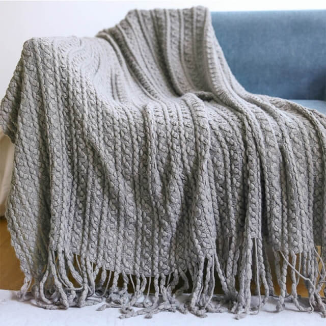 Nordic Sofa Throw Blanket Knitted Tassel
