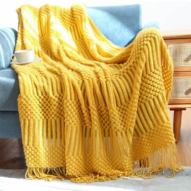 Nordic Sofa Throw Blanket Knitted Tassel