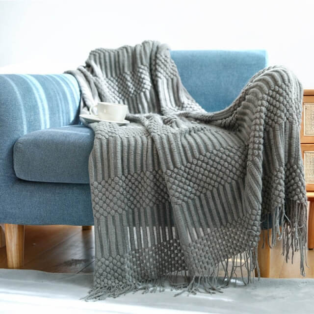Nordic Sofa Throw Blanket Knitted Tassel