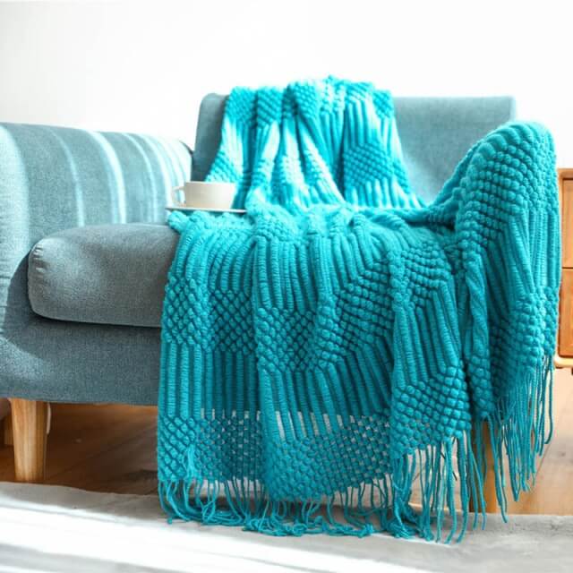 Nordic Sofa Throw Blanket Knitted Tassel