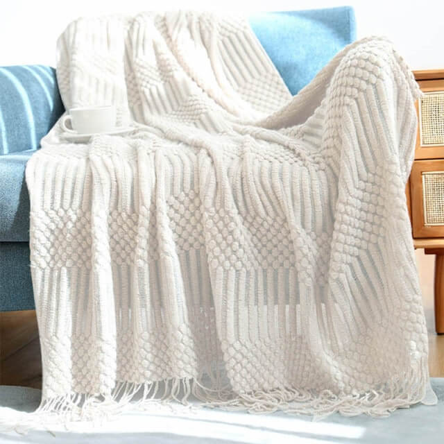Nordic Sofa Throw Blanket Knitted Tassel