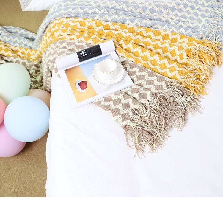Nordic Sofa Throw Blanket Knitted Tassel
