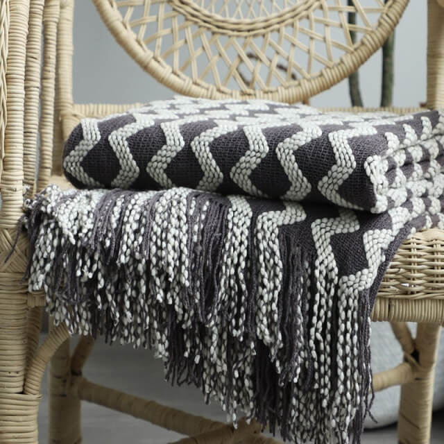 Nordic Sofa Throw Blanket Knitted Tassel