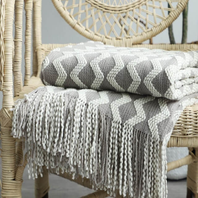 Nordic Sofa Throw Blanket Knitted Tassel