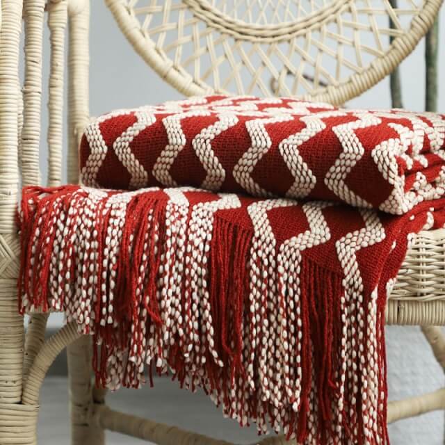 Nordic Sofa Throw Blanket Knitted Tassel