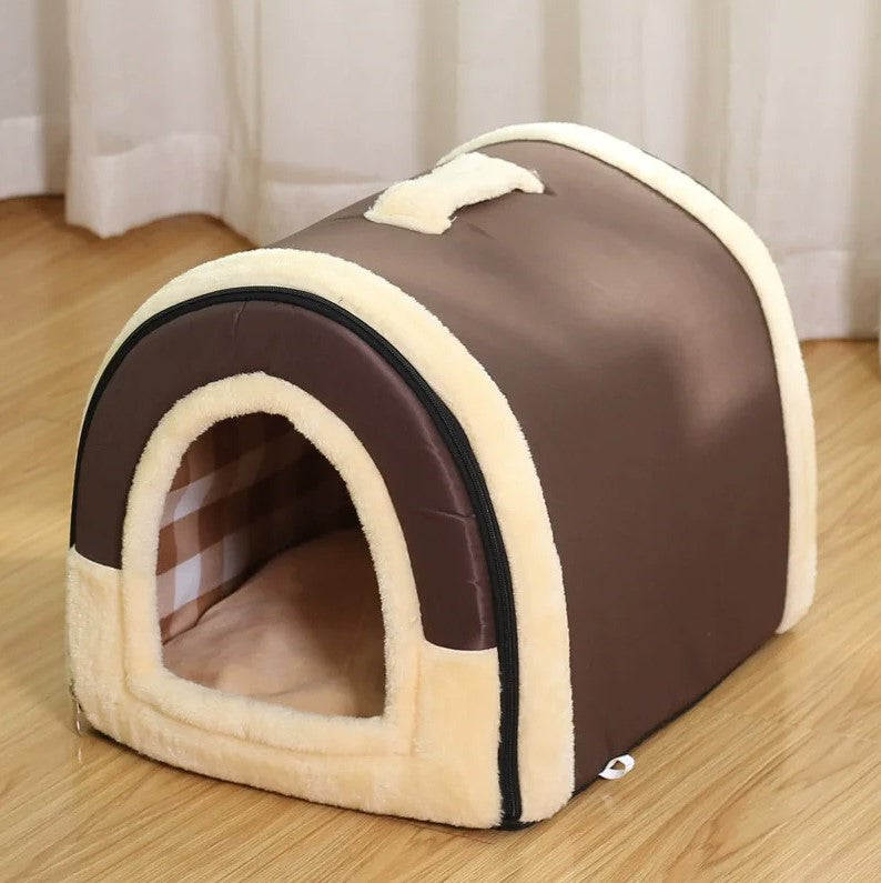 Foldable Warm Soft Cat Cave Cat Bed With Removable Mat