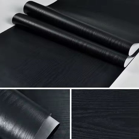 100cm Wide 5 Meters Long Wood Look Vinyl Self Adhesive Contact Paper - Black