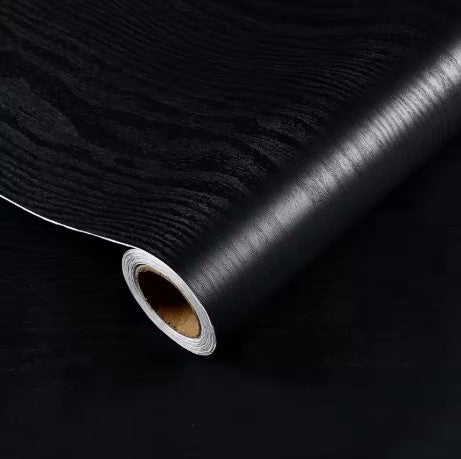 100cm Wide 5 Meters Long Wood Look Vinyl Self Adhesive Contact Paper - Black
