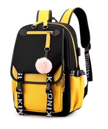 Canvas School Bag With USB Charging Port