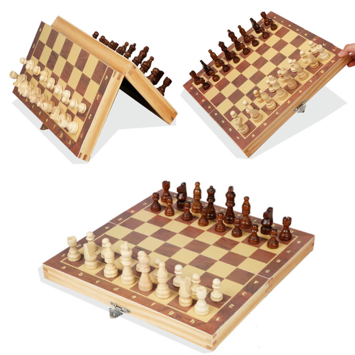 Large Vintage Chess & Backgammon Set with Folding Board, KH 10cm/4