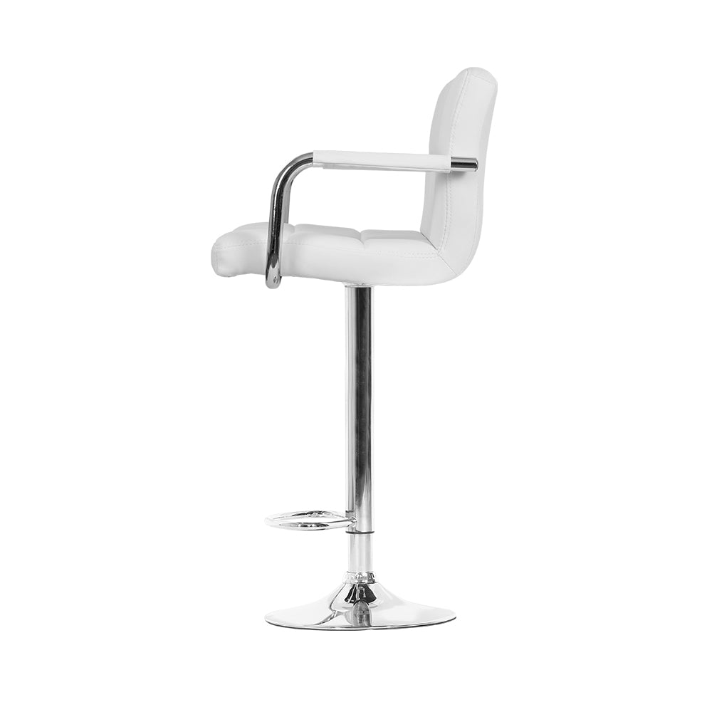 Set of 2 Gas lift Swivel Bar Stools - Steel And White