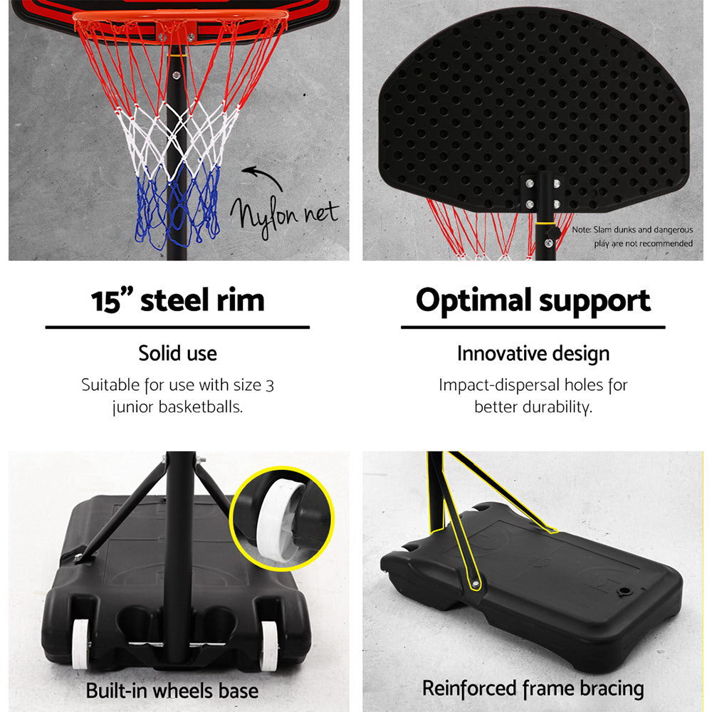 Buy 2.1M Adjustable Portable Basketball Stand Hoop System Rim Black Online Australia at BargainTown