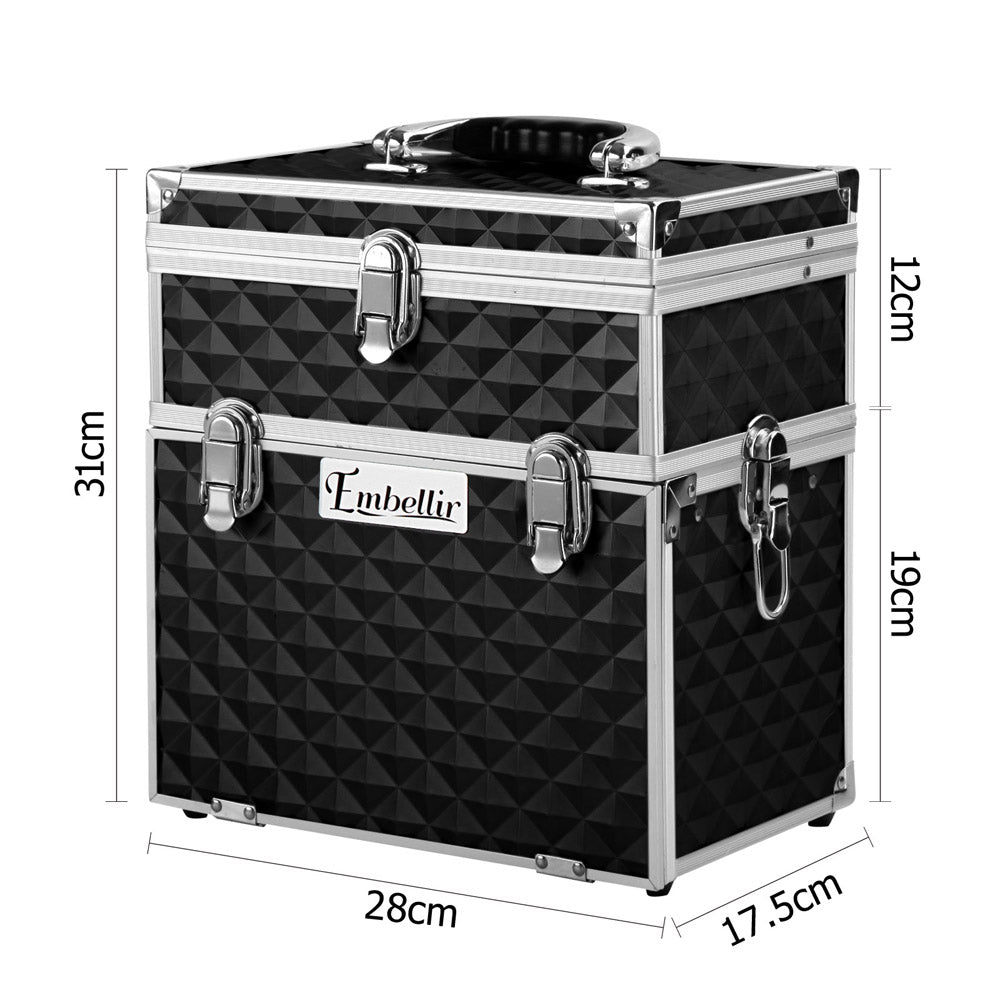 Buy Portable Cosmetic Beauty Makeup Carry Case with Mirror - Diamond Black Online Australia at BargainTown