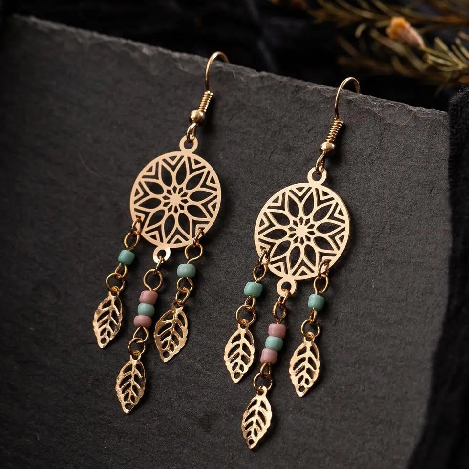 Buy Ethnic Golden Leaf Drop Earrings Online Australia at BargainTown
