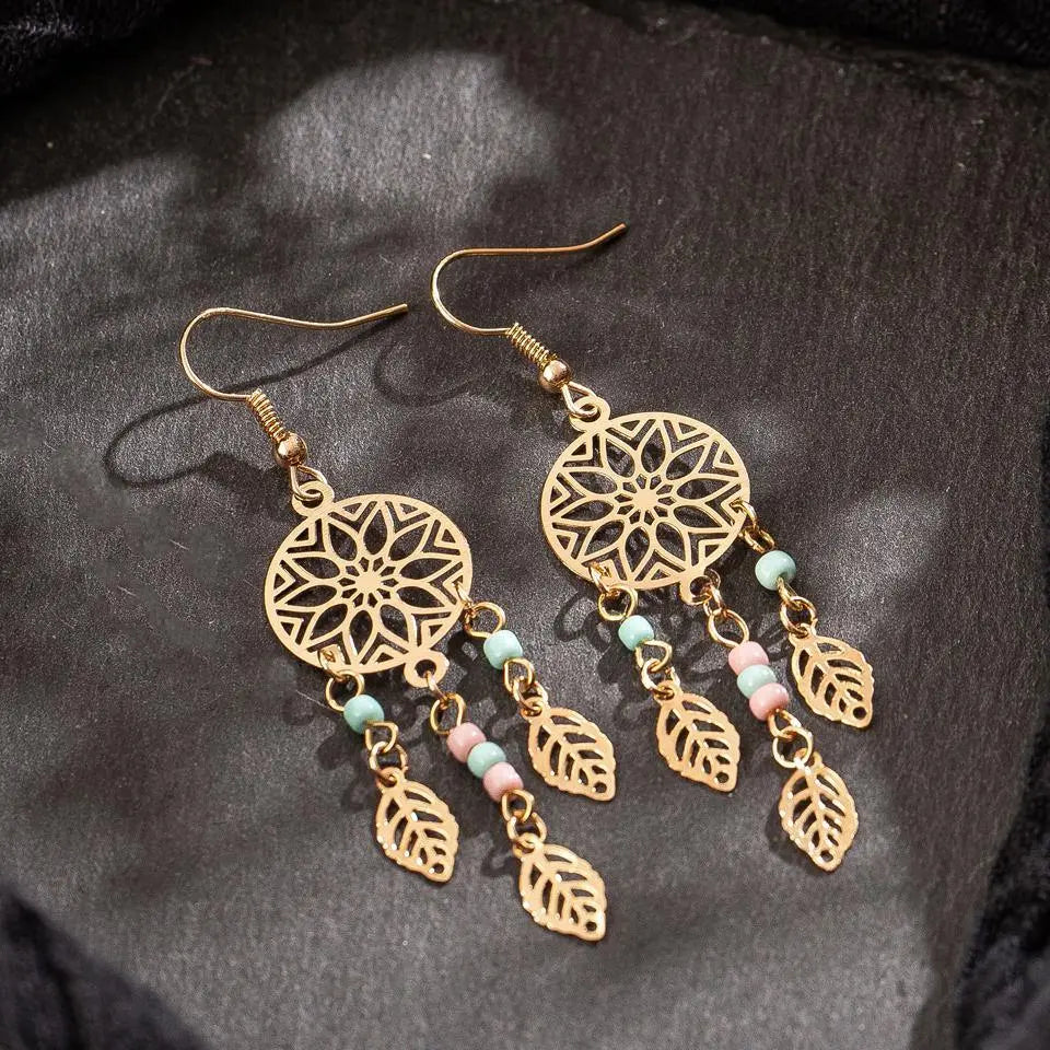 Buy Ethnic Golden Leaf Drop Earrings Online Australia at BargainTown