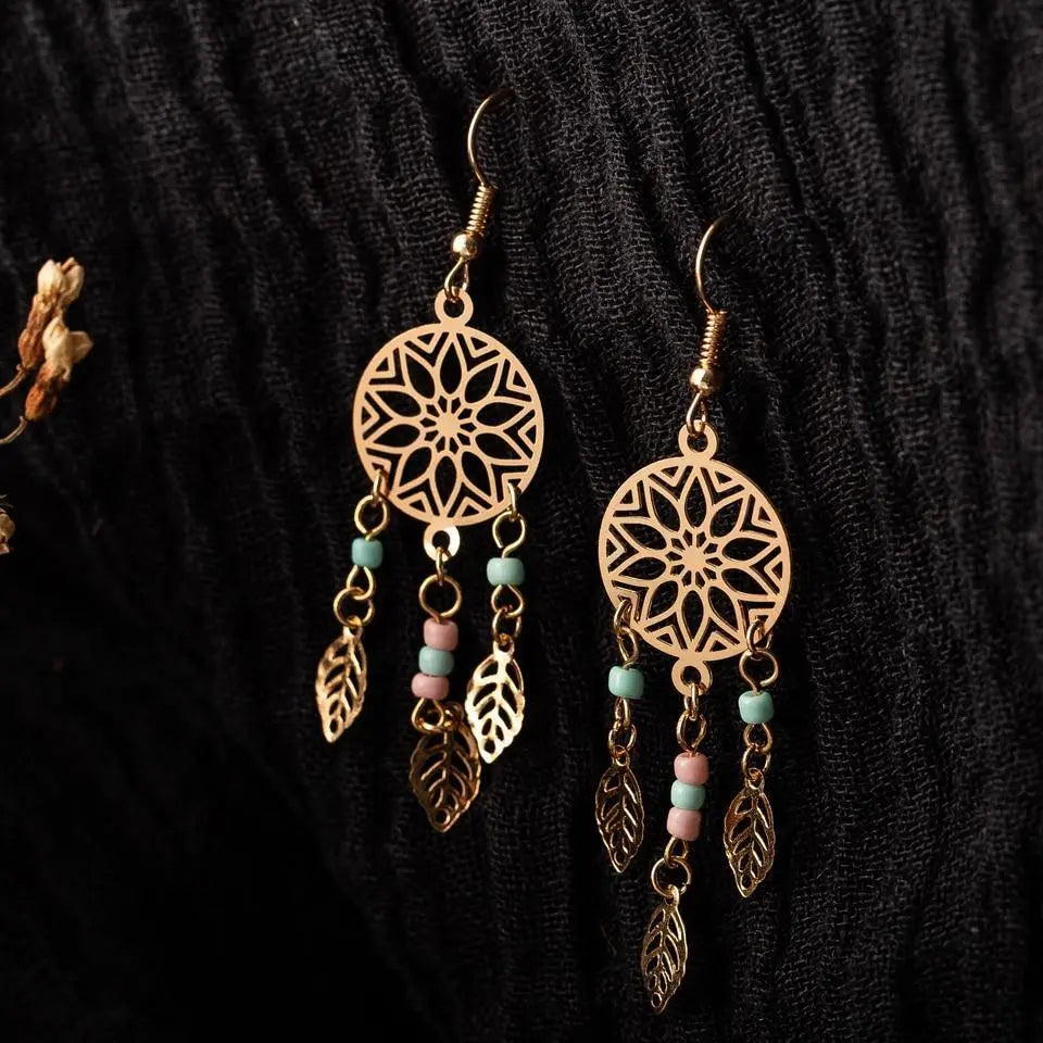 Buy Ethnic Golden Leaf Drop Earrings Online Australia at BargainTown
