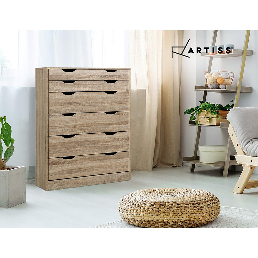 Buy 6 Chest of Drawers Tallboy Dresser Oak Online Australia at BargainTown