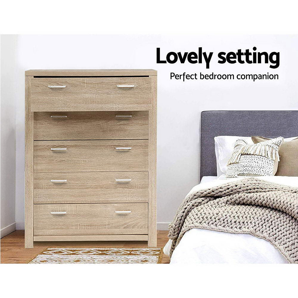 Buy 5 Chest of Drawers Tallboy Dresser Table Bedroom Storage Cabinet Online Australia at BargainTown