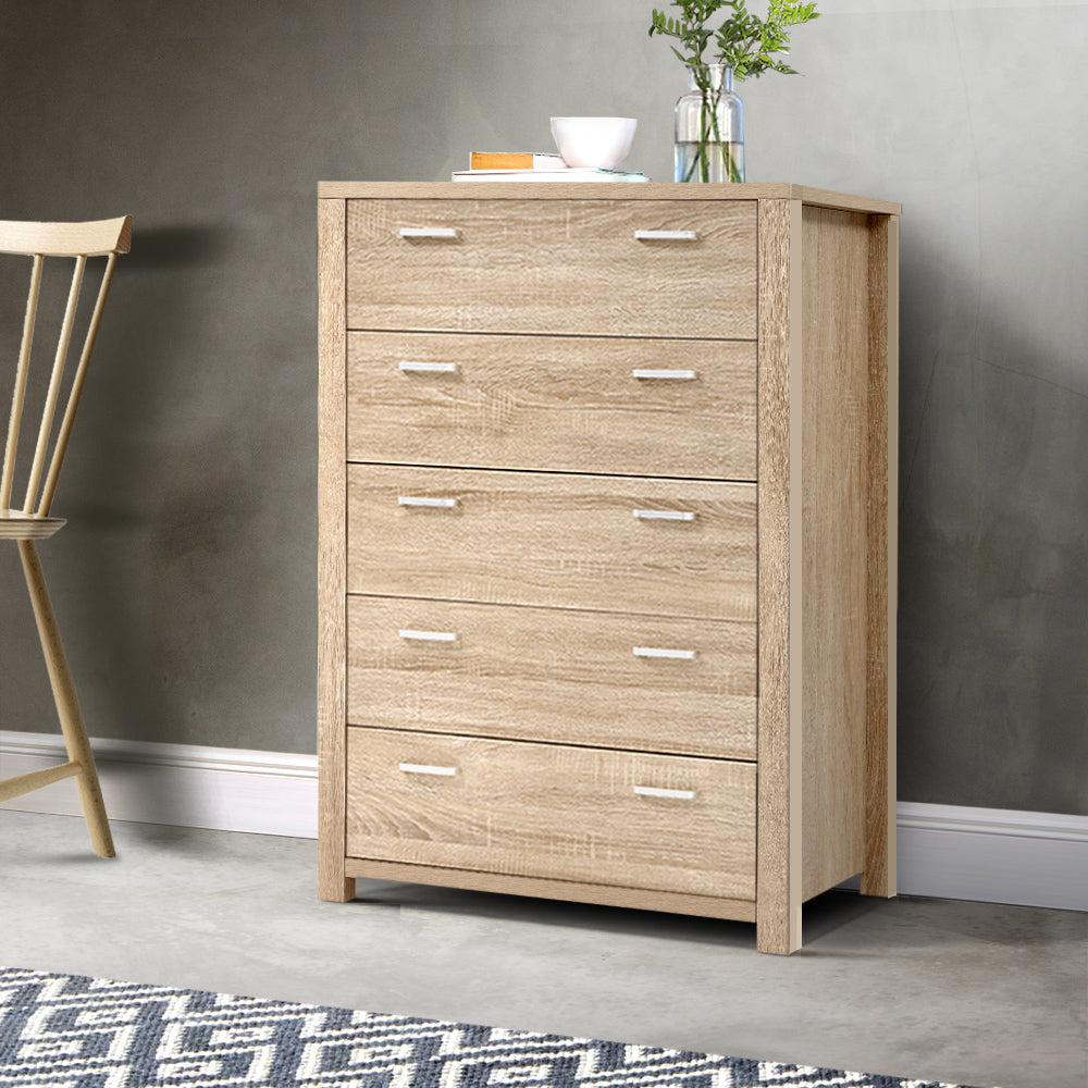 Buy 5 Chest of Drawers Tallboy Dresser Table Bedroom Storage Cabinet Online Australia at BargainTown