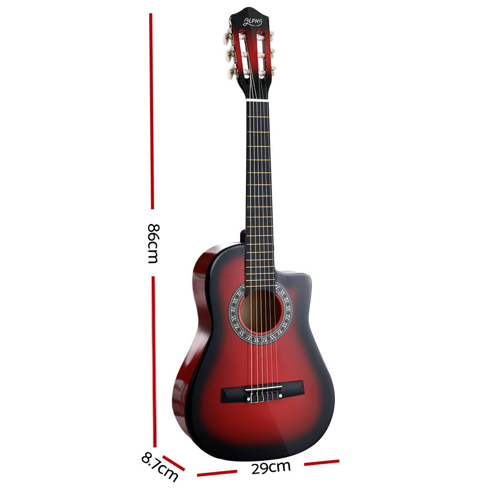 Buy 34" Inch Classical Acoustic Cutaway Wooden Kids Guitar 1/2 Size Red Online Australia at BargainTown