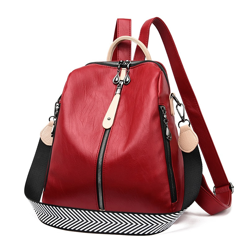 Buy Soft PU Leather Zipper Backpack Online Australia at BargainTown