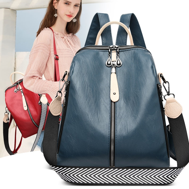 Buy Soft PU Leather Zipper Backpack Online Australia at BargainTown
