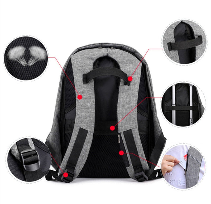 Buy Anti-Theft Backpack With USB Charging Port Online Australia at BargainTown