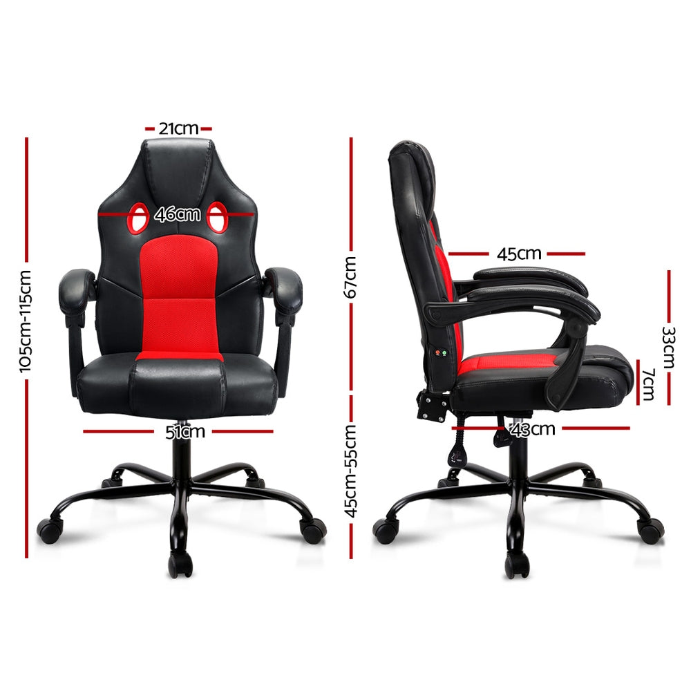 Buy Artiss Massage Office Gaming Racer Chair Red Online Australia at BargainTown
