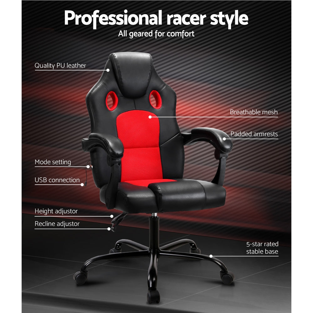 Buy Artiss Massage Office Gaming Racer Chair Red Online Australia at BargainTown