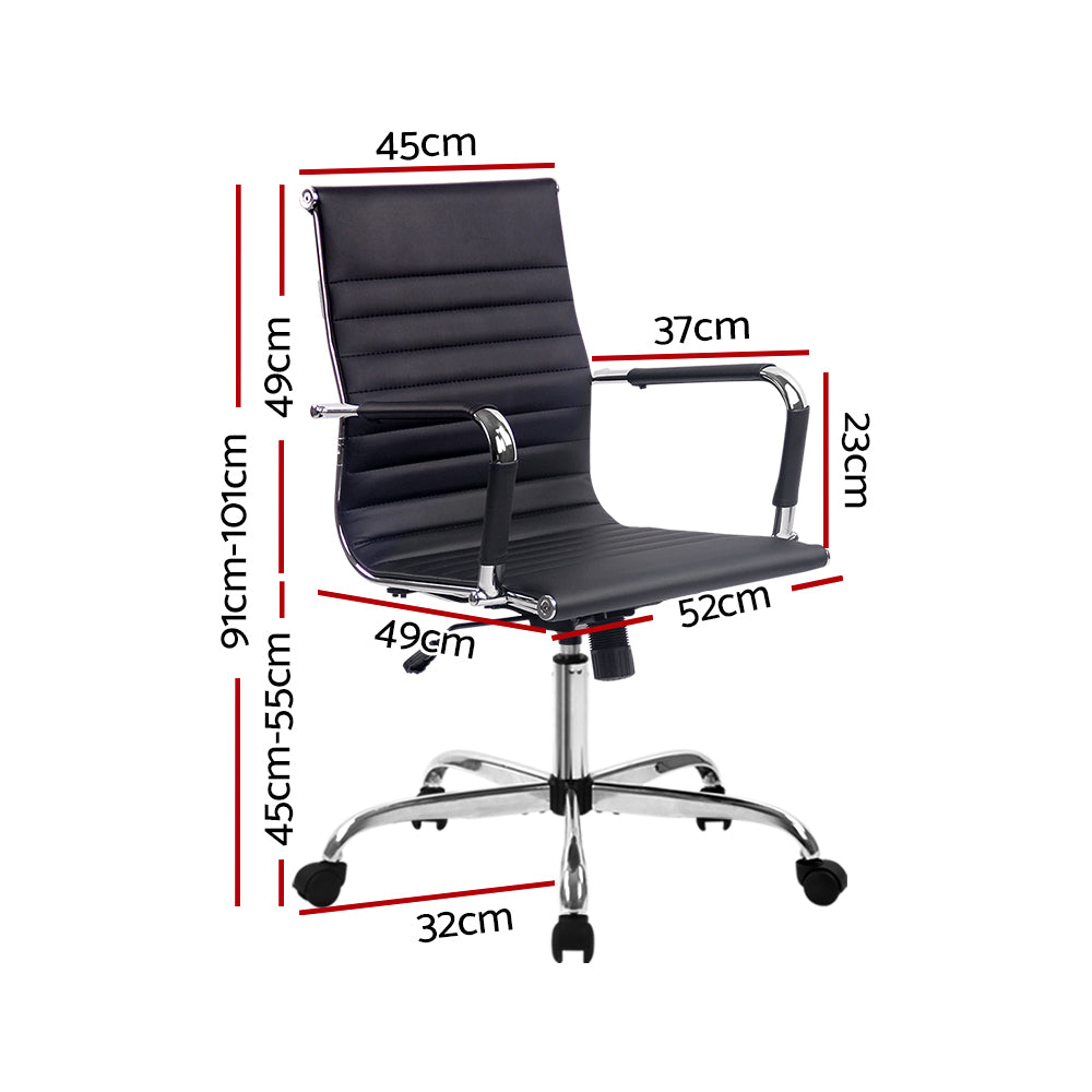 Executive Chrome Office Chair Computer Desk Chair - Black