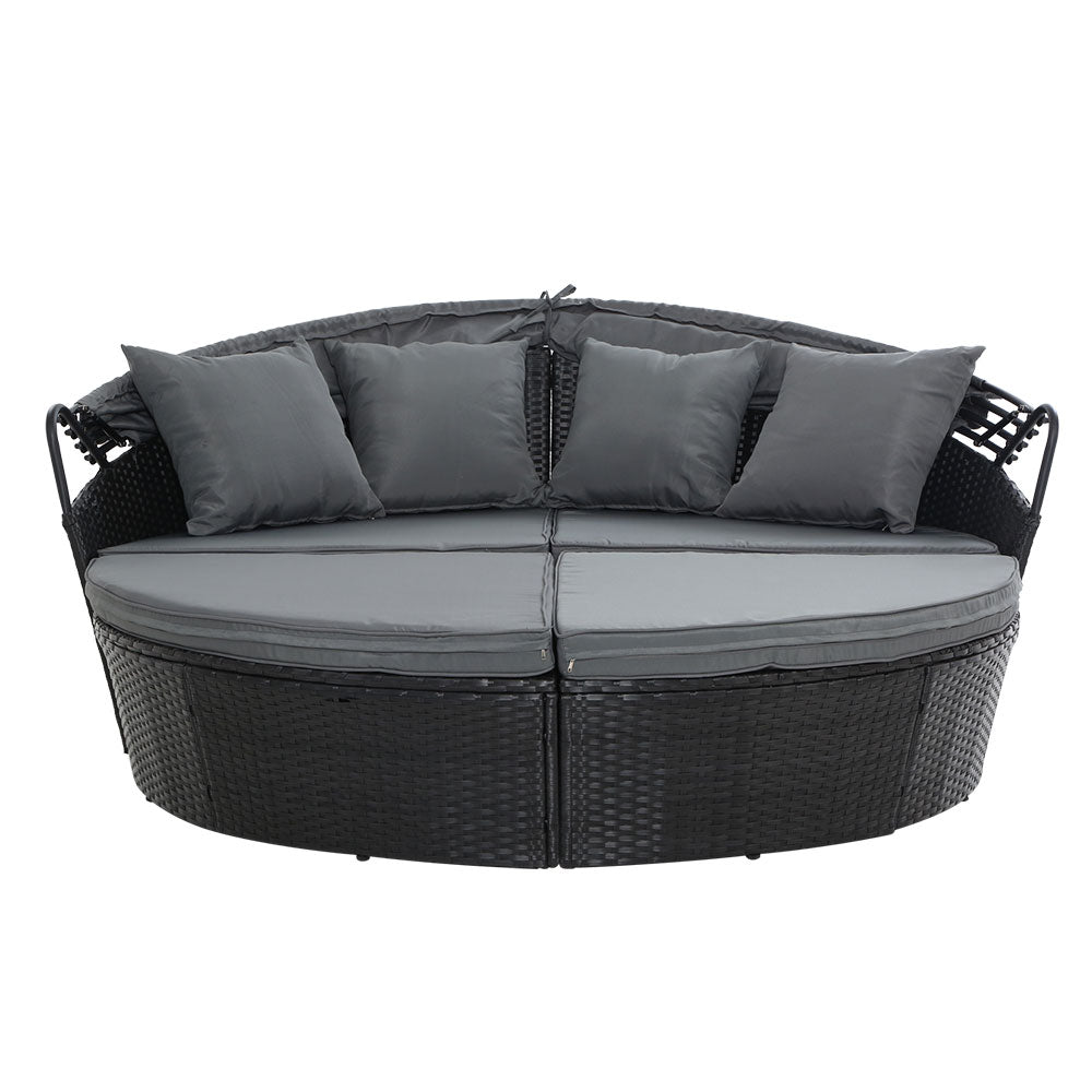 Outdoor Garden Wicker Day Bed Black