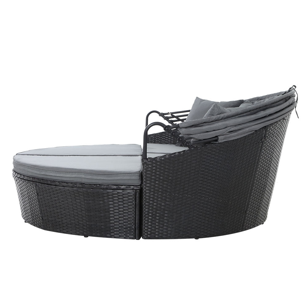 Outdoor Garden Wicker Day Bed Black
