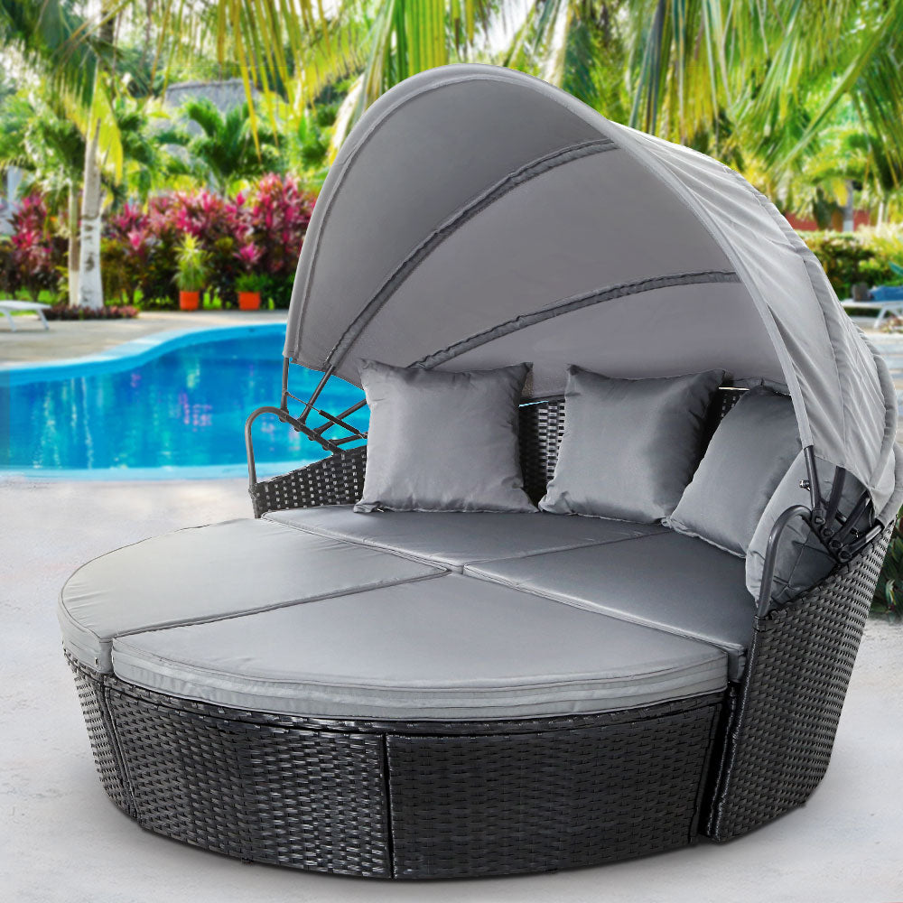 Outdoor Garden Wicker Day Bed Black