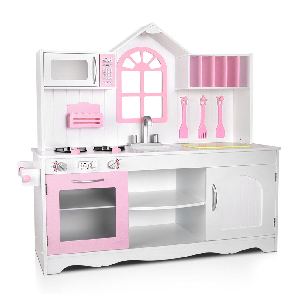 Buy Kids Wooden Kitchen Play Set - White & Pink Online Australia at BargainTown
