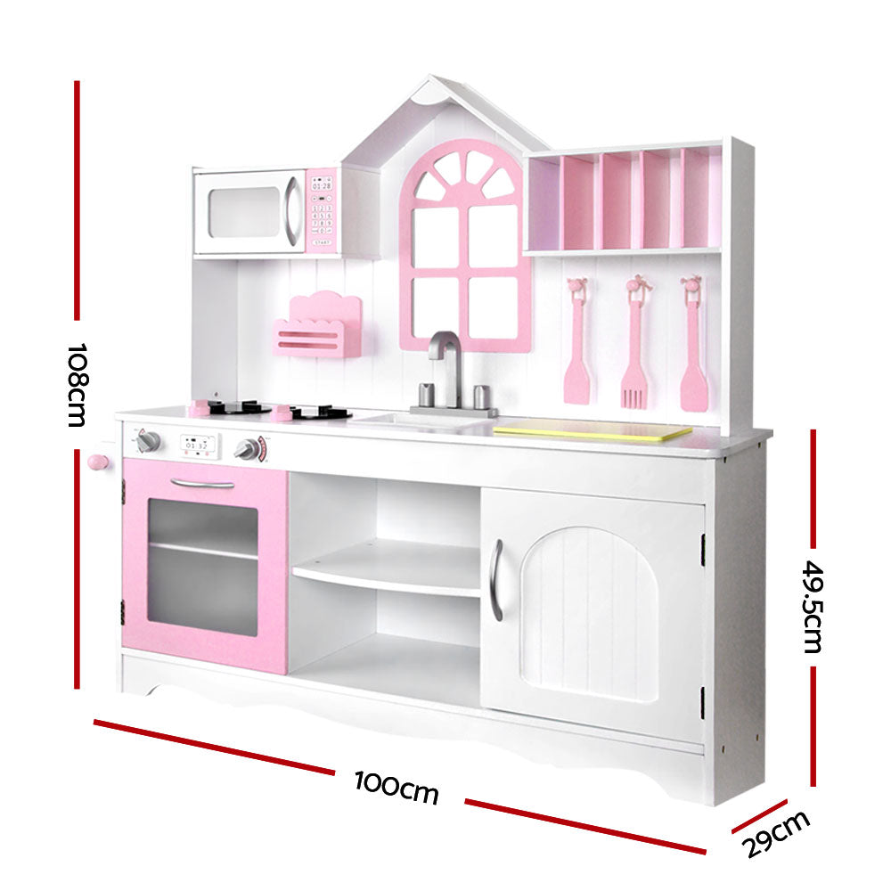 Buy Kids Wooden Kitchen Play Set - White & Pink Online Australia at BargainTown