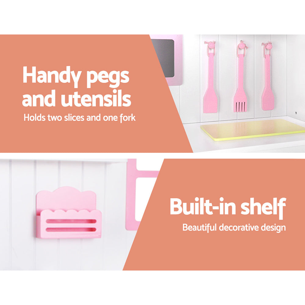 Buy Kids Wooden Kitchen Play Set - White & Pink Online Australia at BargainTown
