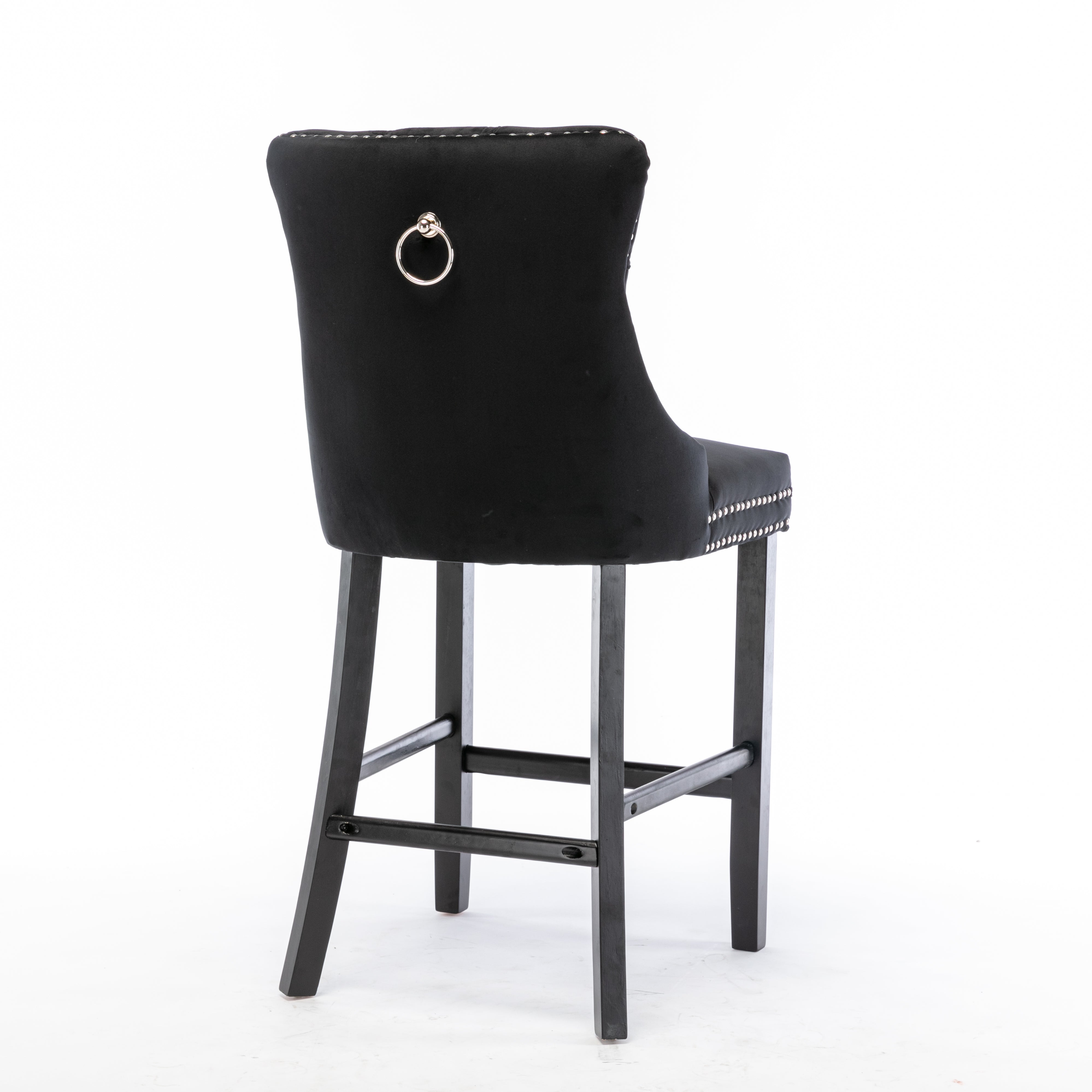 Buy Velvet Bar Stools Counter Stools Set Of 2 With Studs Trim Wooden Legs Black Online Australia at BargainTown