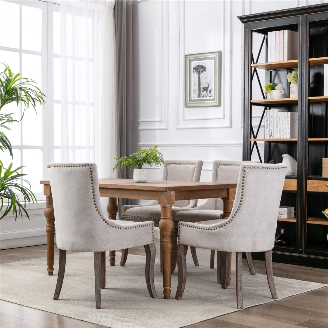 Buy Fabric Dinning Chair Set Of 2 Solid Wood Upholstered Luxury Accent Beige Online Australia at BargainTown