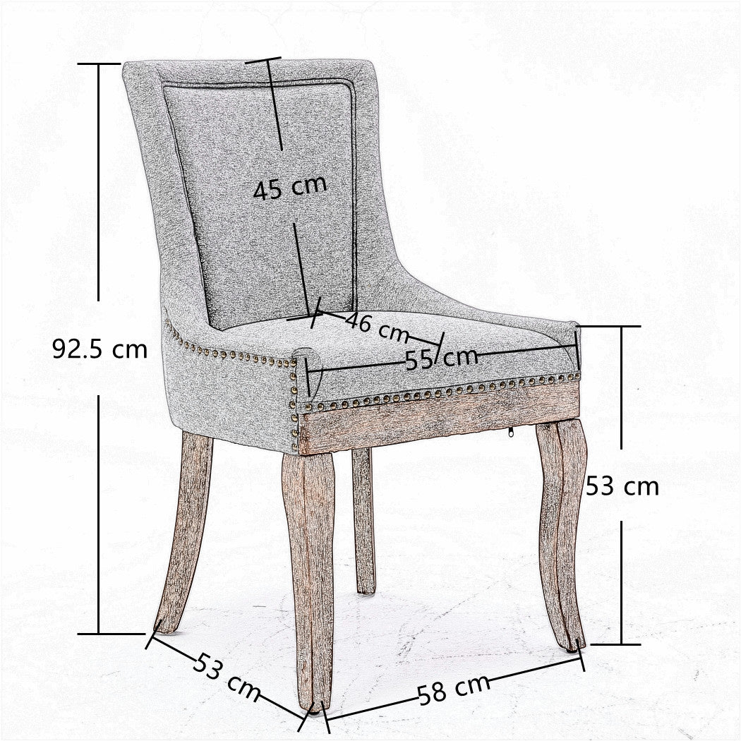 Buy Fabric Dinning Chair Set Of 2 Solid Wood Upholstered Luxury Accent Beige Online Australia at BargainTown
