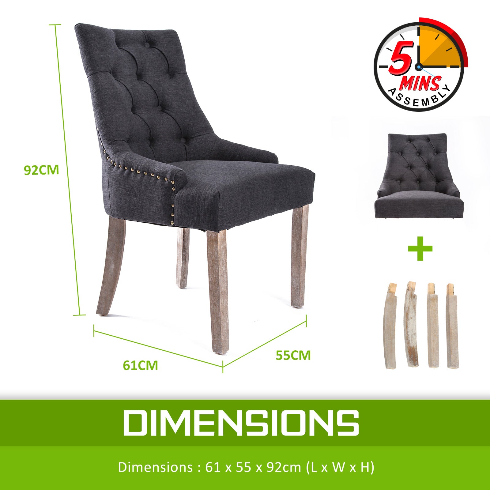 Buy Dining Chair French Provincial Amour Oak Leg Charcoal Online Australia at BargainTown